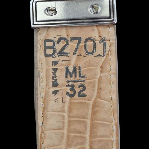 Brighton Statement Belt 32 REVERSIBLE White Tan Croc Silver B2701 Women ML VTG - Picture 14 of 16